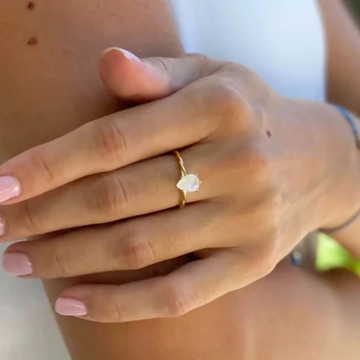 Ethereal Moonstone Twist Ring