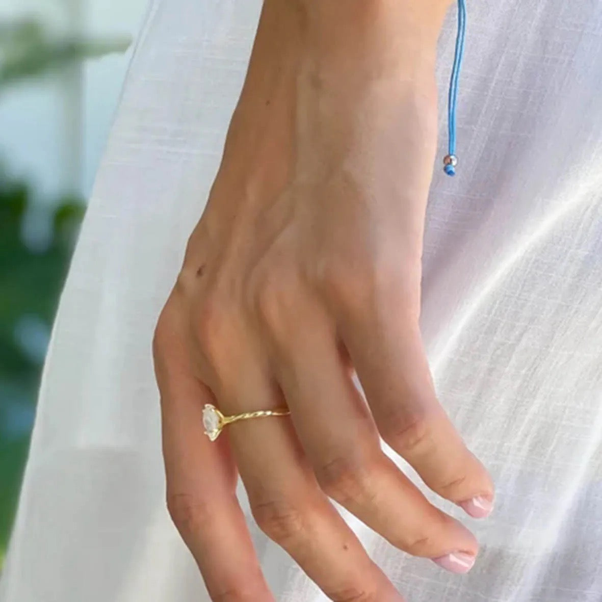 Ethereal Moonstone Twist Ring