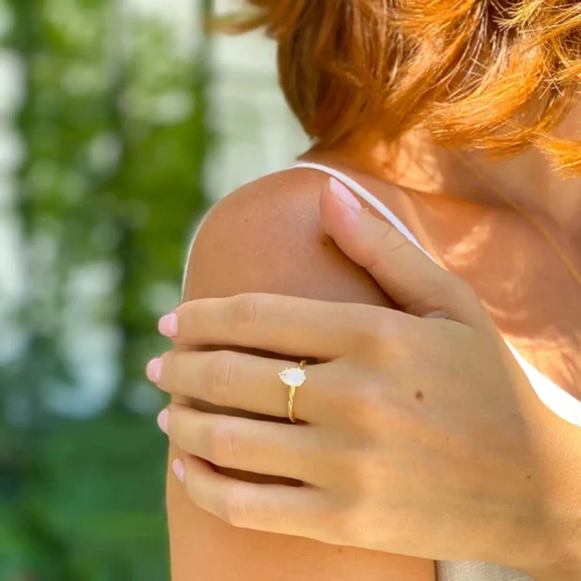 Ethereal Moonstone Twist Ring