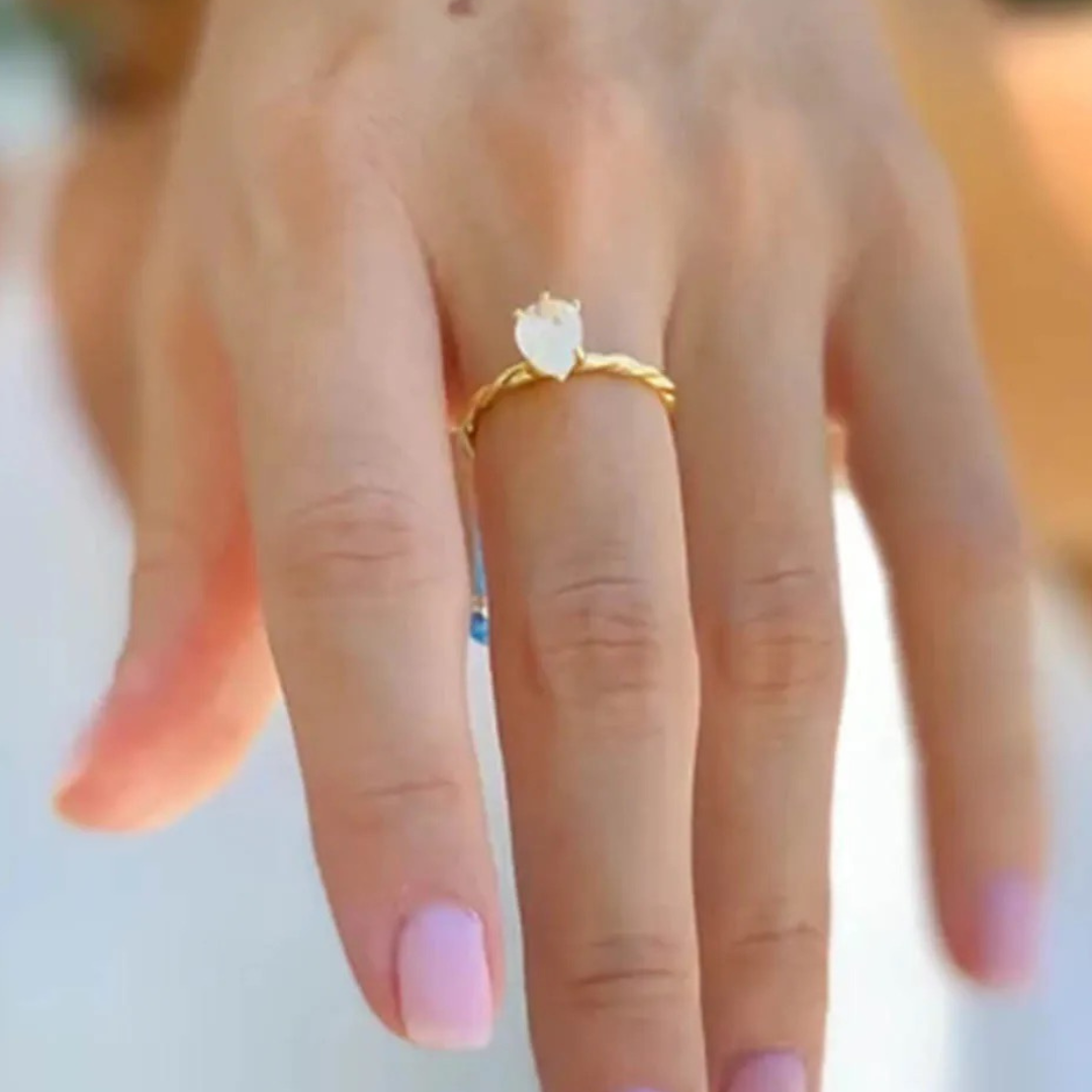 Ethereal Moonstone Twist Ring