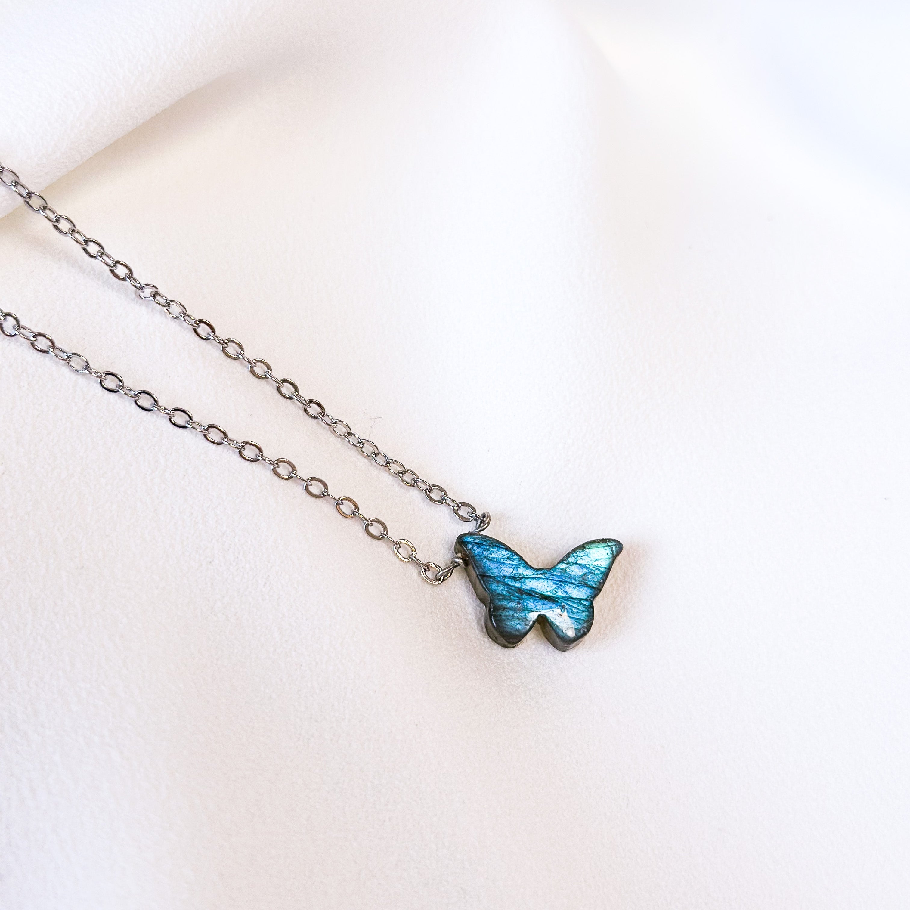 Crystal Butterfly Necklace (Silver)