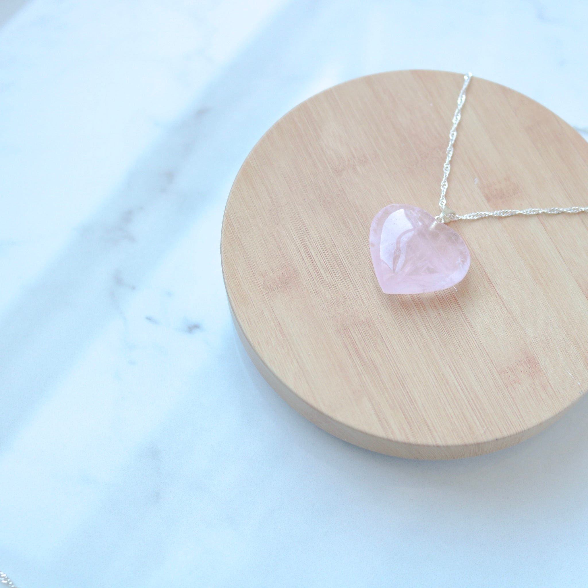 Heart shaped rose quartz necklace hotsell