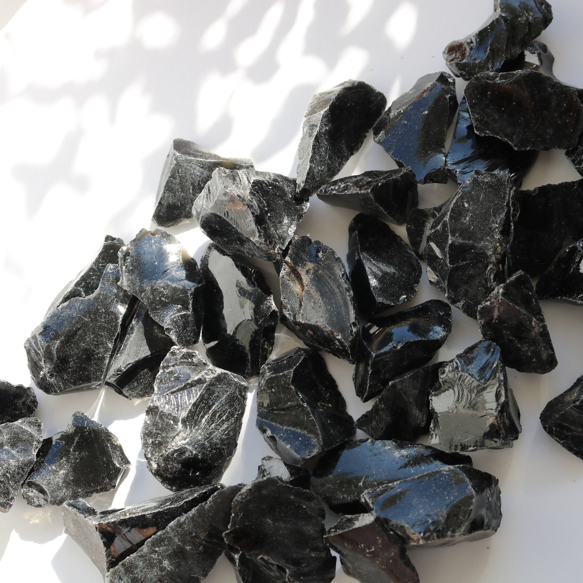 black obsidian rough crystals
