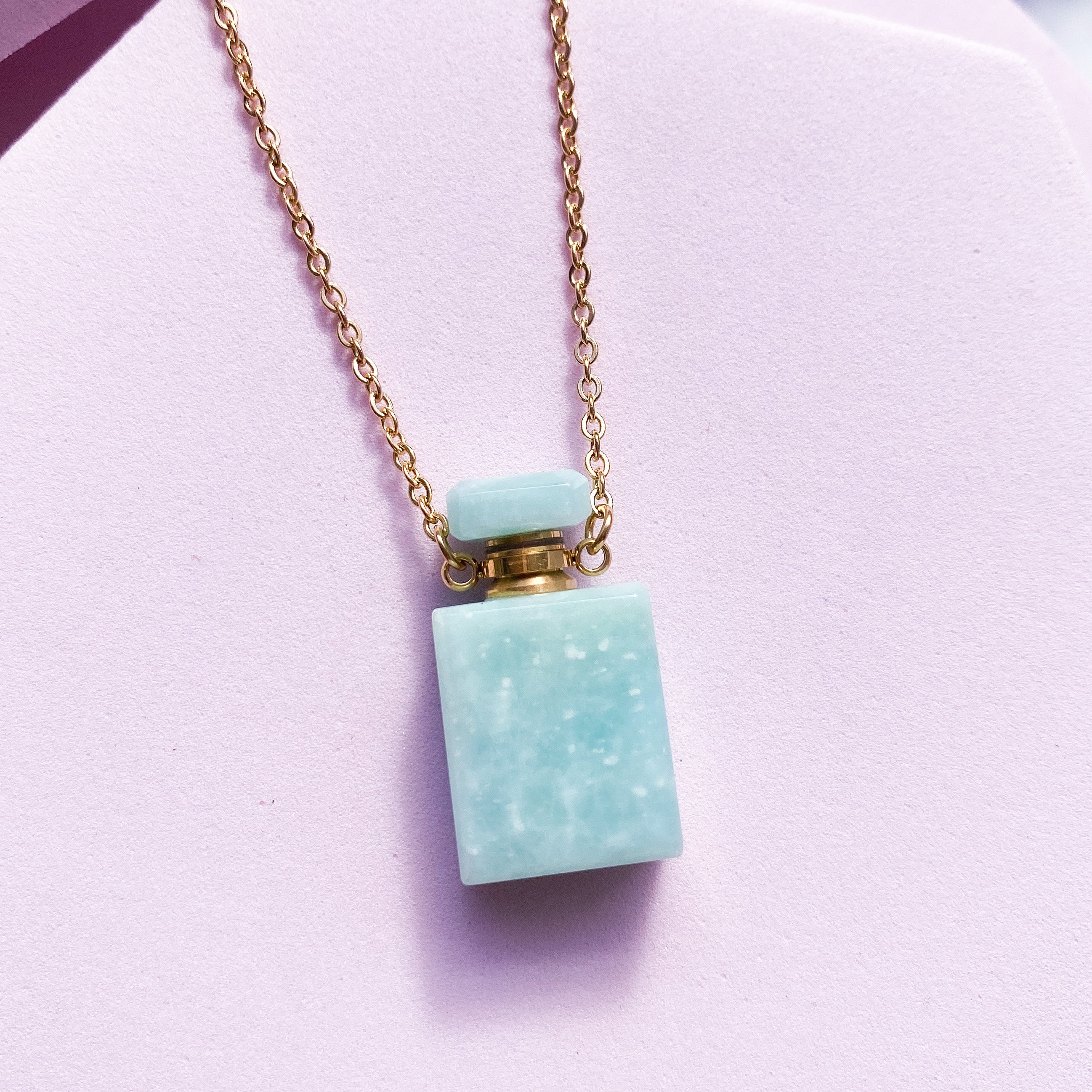 Amazonite Gold Dipped Bottle Necklace