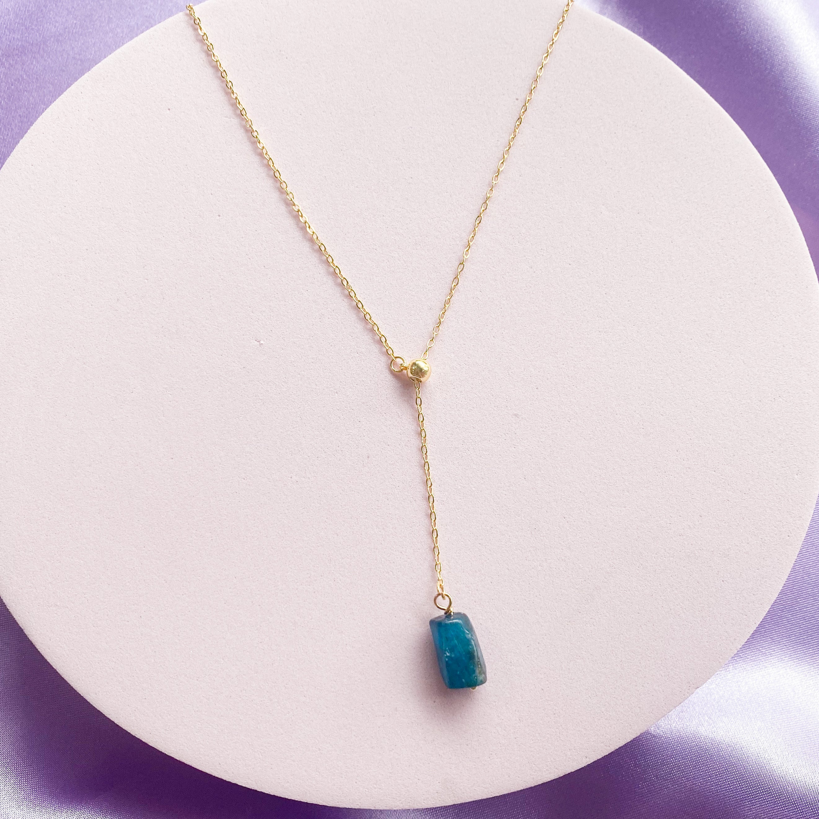 Blue Apatite 18K Gold Plated “Y” Necklace