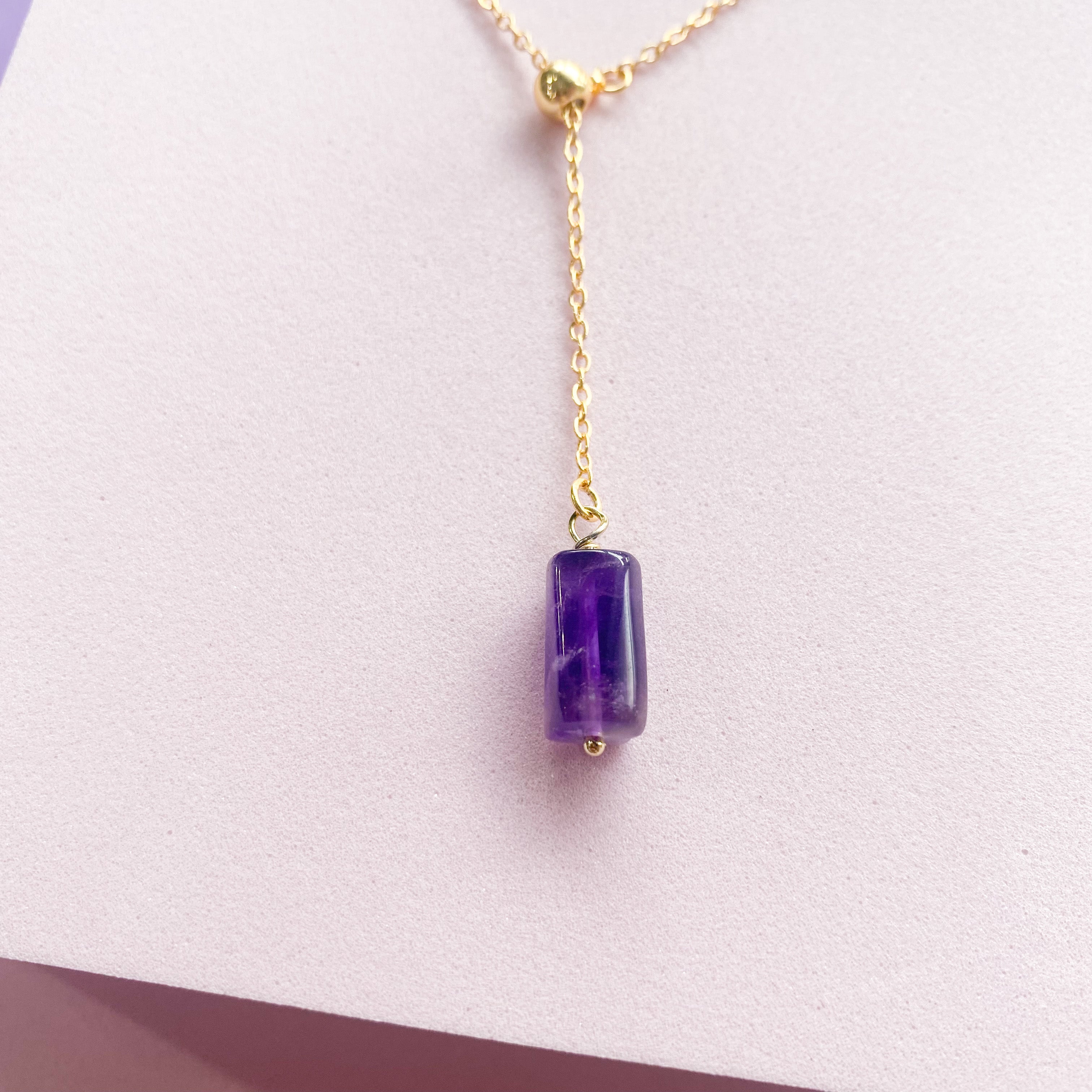 Amethyst 18K Gold Plated “Y” Necklace