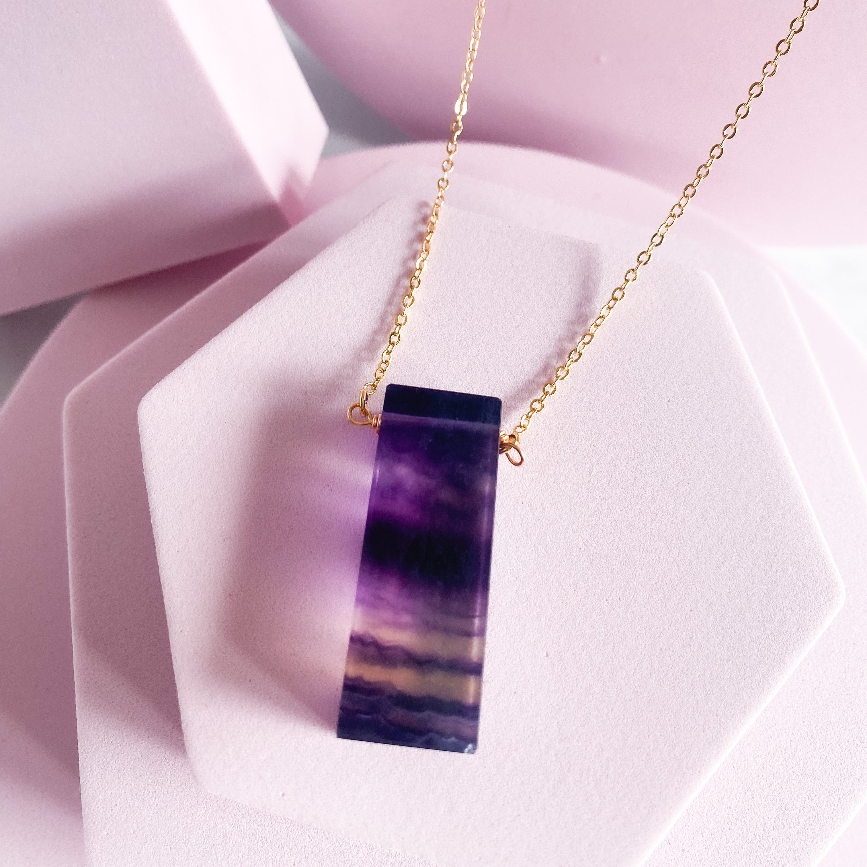 Fluorite Gold Dipped Necklace