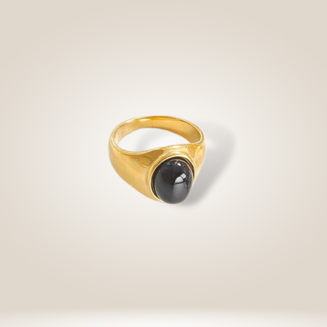 Black Agate Crystal Ring
