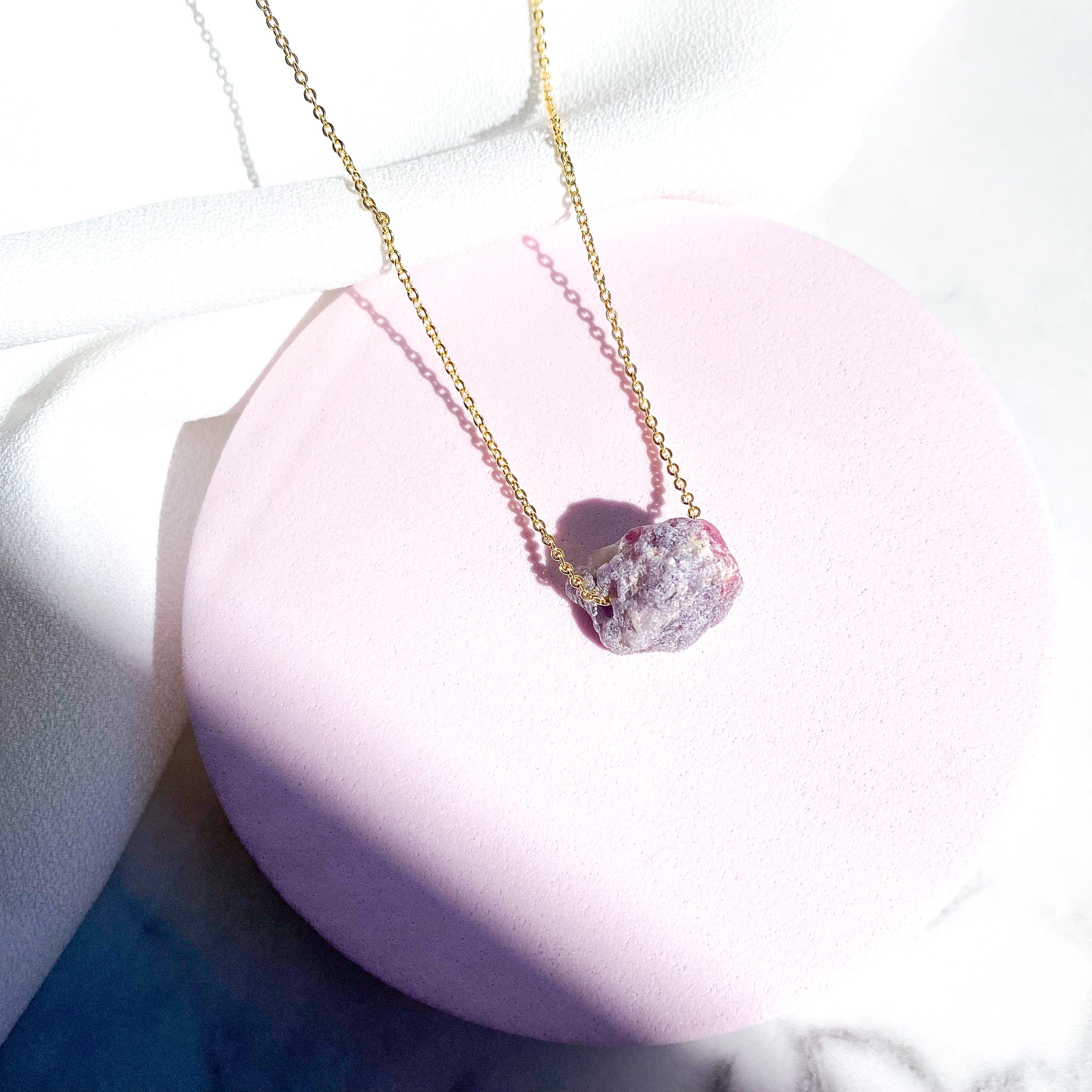 Pink Tourmaline Gold Dipped Necklace