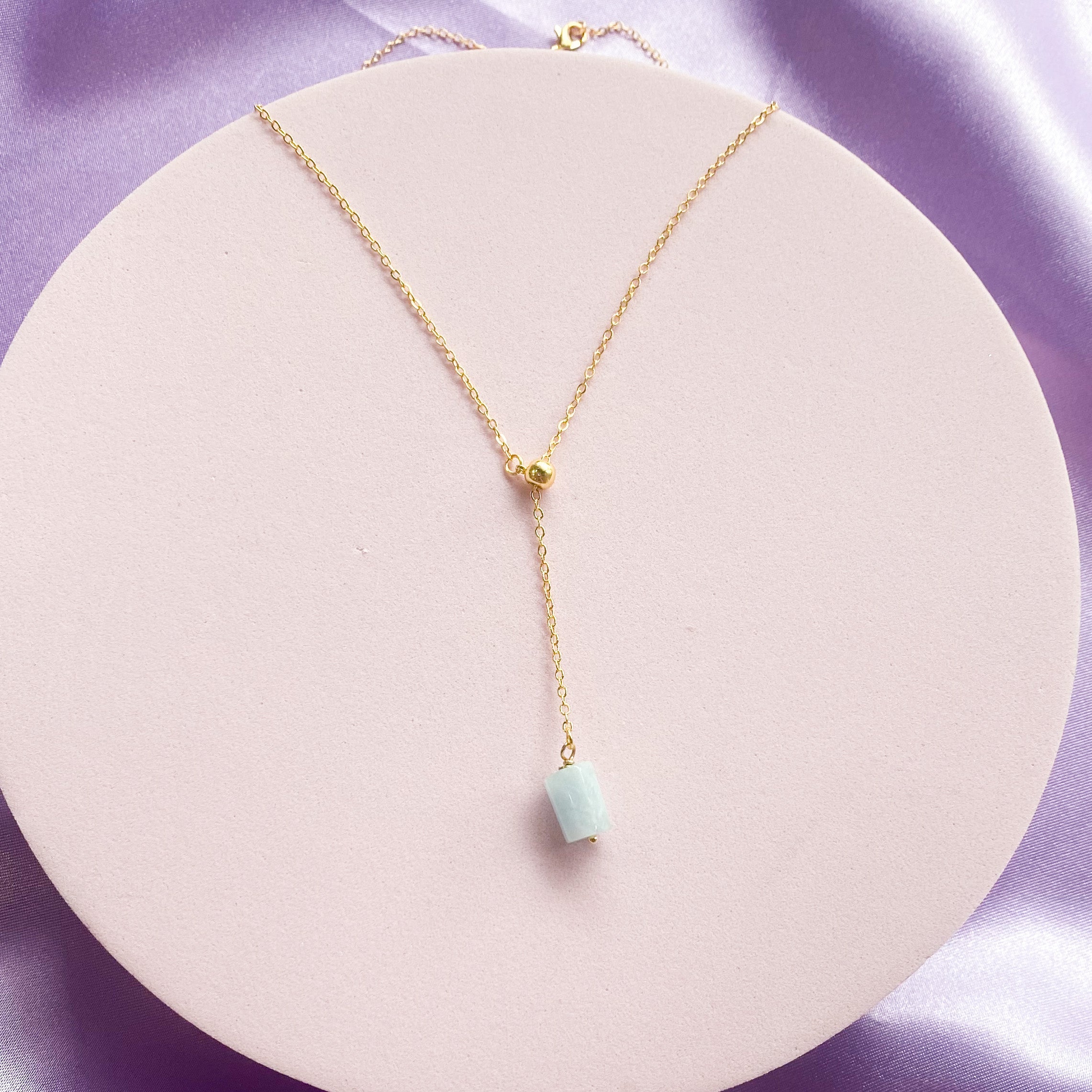 Aquamarine 18K Gold Plated "Y" necklace